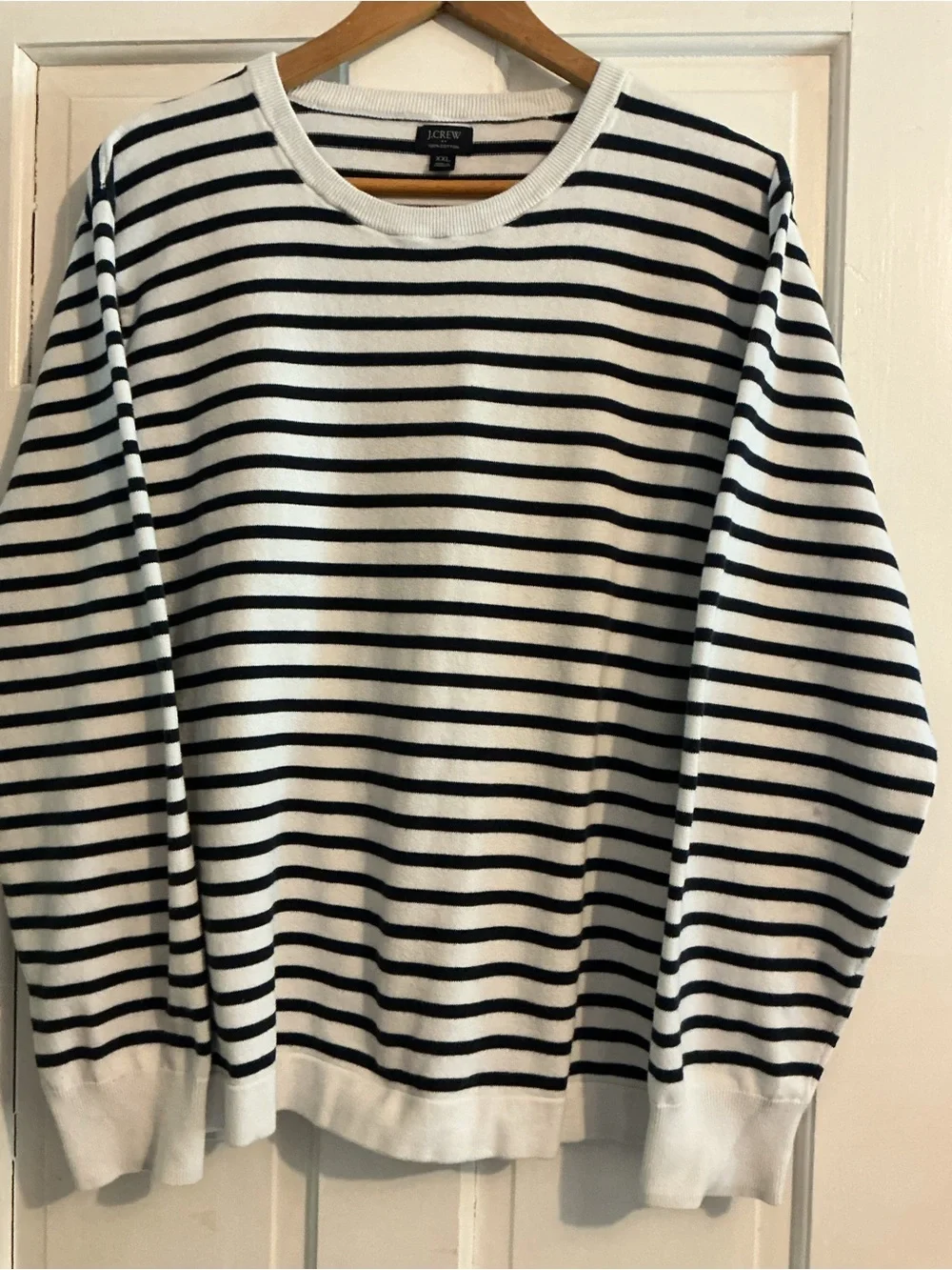 JCrew Men's Crewneck Black & White Striped Sweater XXL